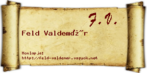 Feld Valdemár névjegykártya